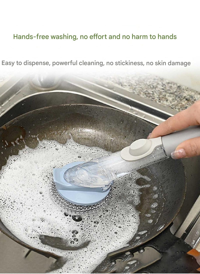 MHD Kitchen Stove Decontamination Long Handle Liquid Pot Washing Bowl Brush Steel Ball Brush  - Image 4