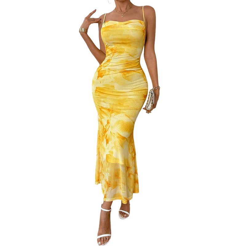 Tight Cami Bodycon Dress with Abstract Print - Image 5