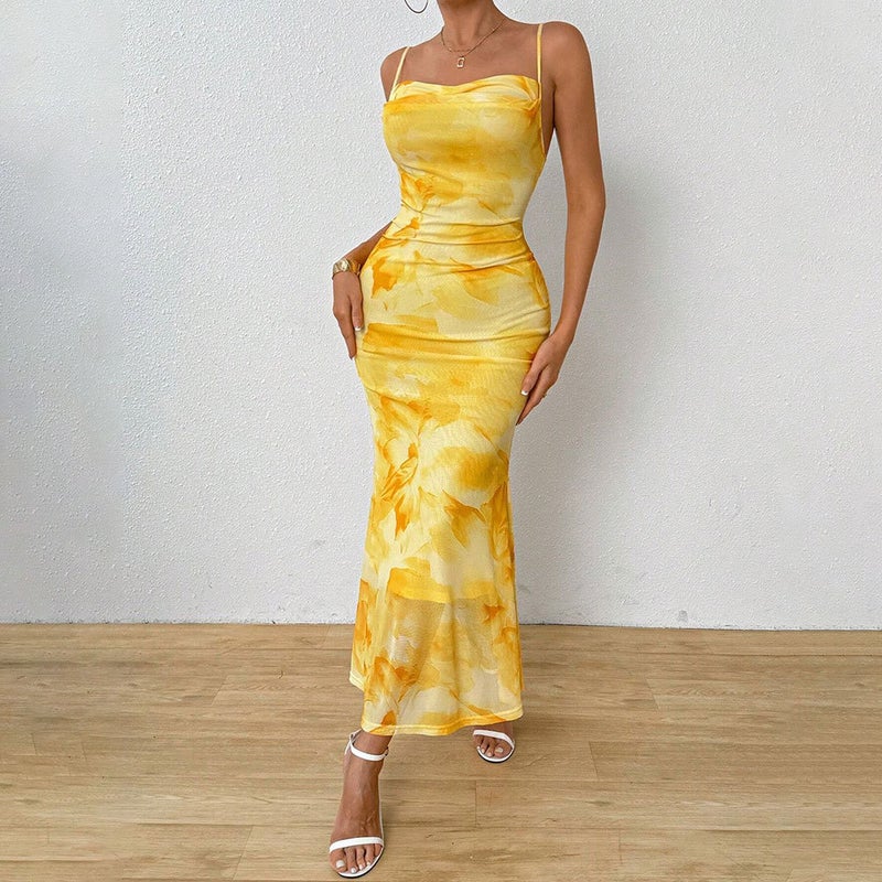 Tight Cami Bodycon Dress with Abstract Print - Image 4