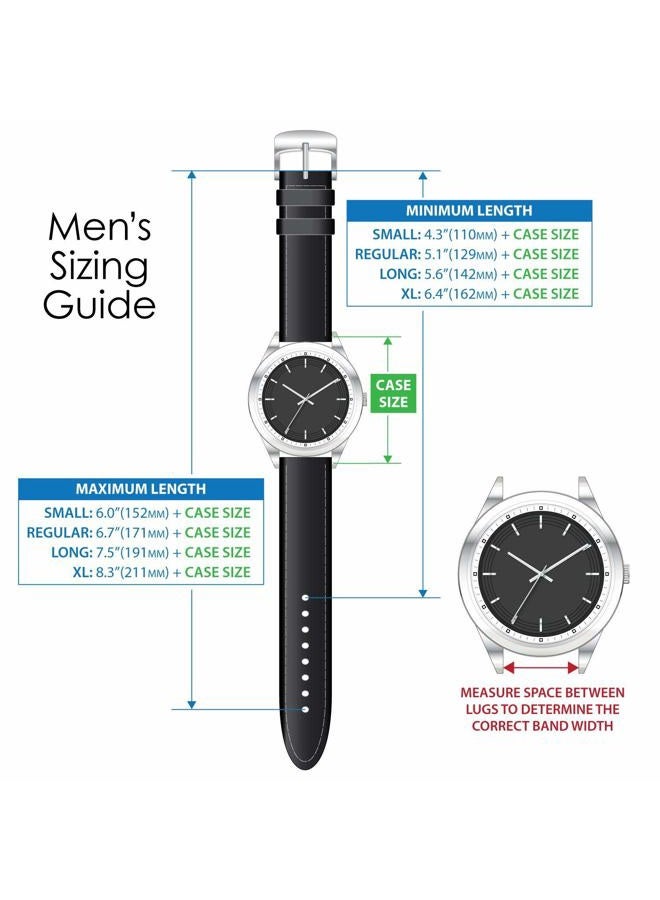 Speidel Leather Lizard Grain Watch Band 15mm-22mm-Black and Brown Replacement Strap, Stainless Steel Metal Buckle Clasp, Watchband Fits Most Watch Brands, Black w/Both Buckles, 18mm, Sleek - Image 2