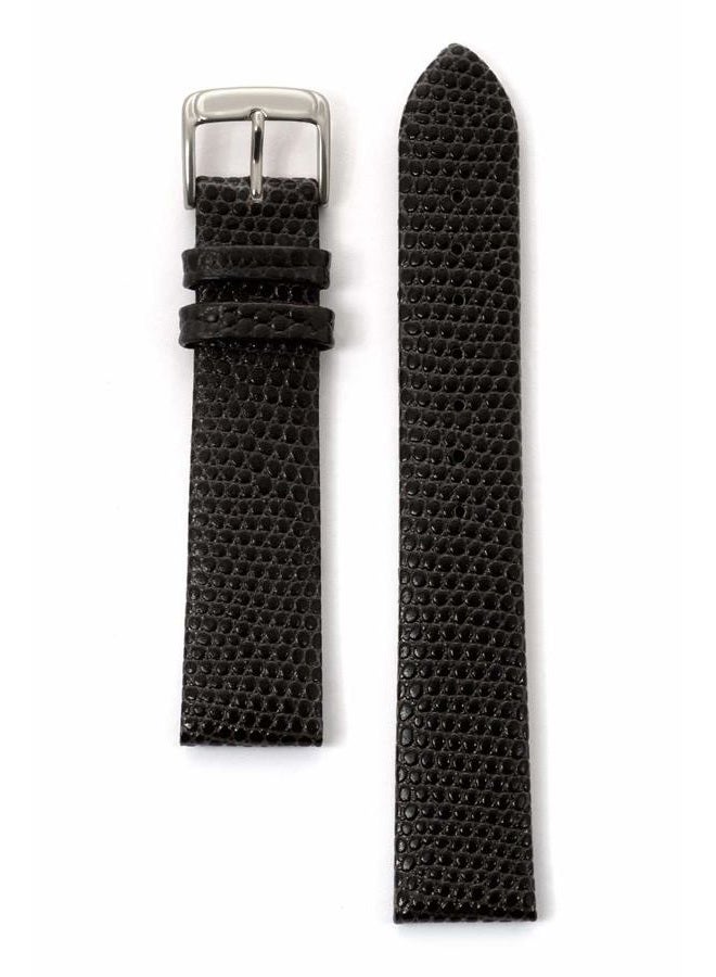 Speidel Leather Lizard Grain Watch Band 15mm-22mm-Black and Brown Replacement Strap, Stainless Steel Metal Buckle Clasp, Watchband Fits Most Watch Brands, Black w/Both Buckles, 18mm, Sleek - Image 1