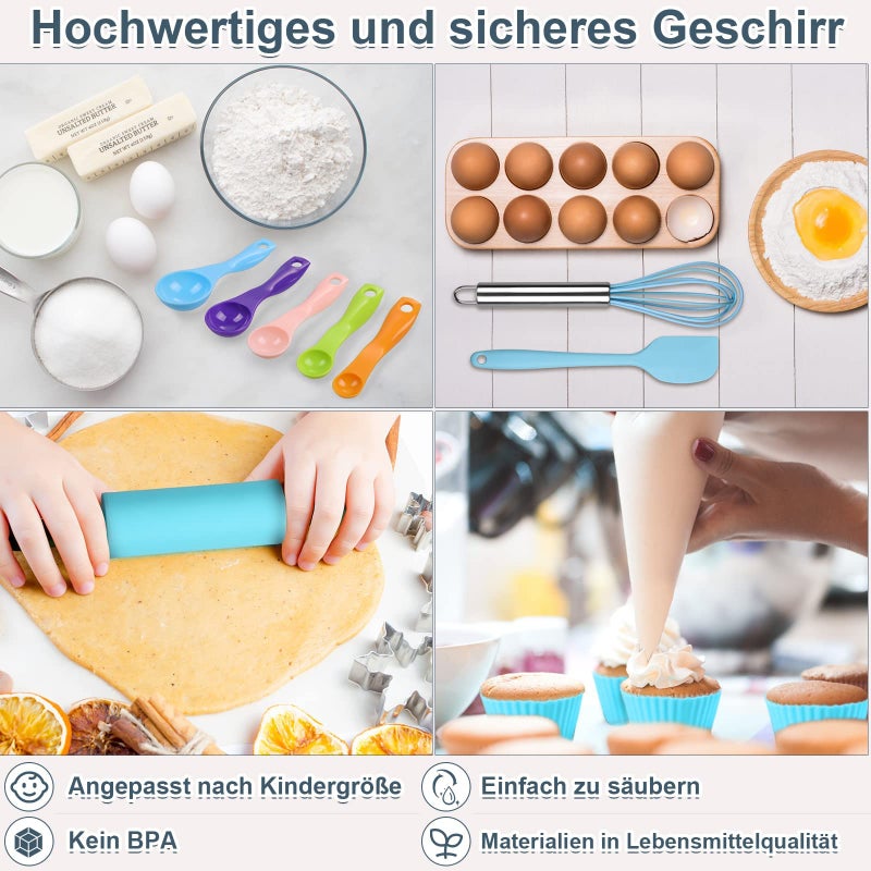 Anpro Complete Kids Cooking and Baking Set - 27 Pcs Includes Aprons for Girls, Chef Hat, Mitt & Utensil to Dress Up Chef Costume Career Role Play for 3-7 Years Boys - Image 5