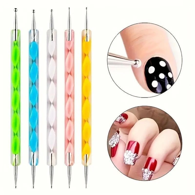 Royalkart® All-in-One Nail Art Kit for Girls & Women | 15 Brushes, 5 Dotting Tools, Nail Buffer, Decor Wheel, Printing Palette, Manicure Guide, Finger Separator | DIY & Salon Nail Design Kit - Image 3