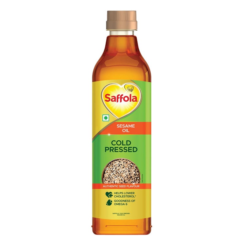 Saffola Cold Pressed Sesame Oil | 100% Cold Pressed Sesame Seed Oil | Unrefined, 0 trans fat, Chemical free | Helps Lower Cholesterol, Goodness of Omega 6 & Authentic Seed Flavour | 1L Pet Bottle - Image 5