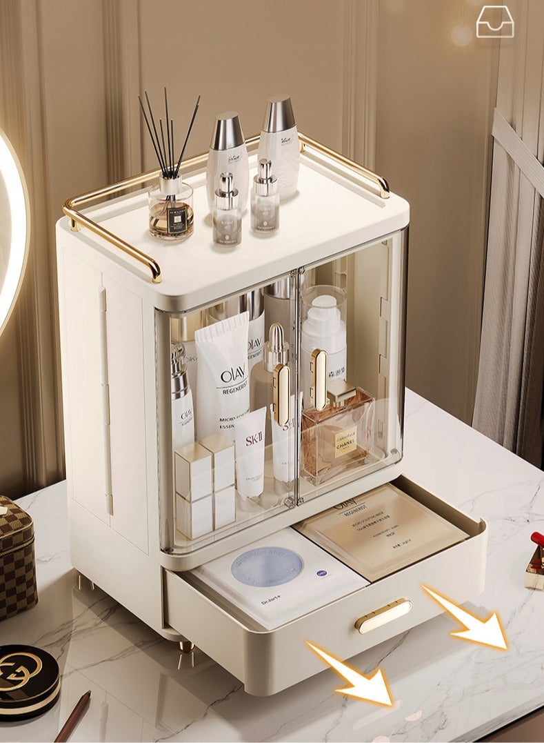 XiuWoo 3-tier Makeup Organizer for Vanity Large Capacity Skincare Organizers Dustproof Makeup Storage Box Cosmetic Display Cases with Drawer and Lids Cosmetic Organizer for Bathroom Countertop - Image 3