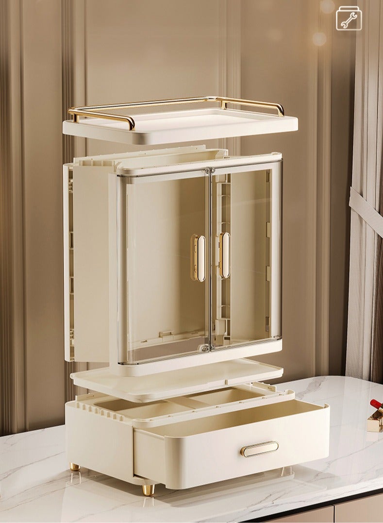 XiuWoo 3-tier Makeup Organizer for Vanity Large Capacity Skincare Organizers Dustproof Makeup Storage Box Cosmetic Display Cases with Drawer and Lids Cosmetic Organizer for Bathroom Countertop - Image 4