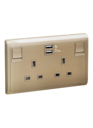 Schneider Electric Pieno - 13A Twin Gang Switched Socket with 2.1A USB, Wine Gold  (Model Number - E82T25USB_WG_G12) - pzsku/Z40B06C2A8FA18F63FA8CZ/45/_/1680179953/c9c037f0-644b-4cde-bf6d-b66b47220d86