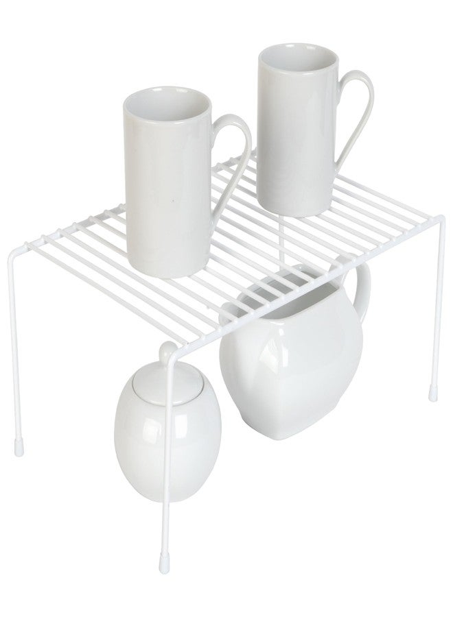 Smart Design Cabinet Storage Shelf Rack - Medium (8.5 x 13.25 Inch) - Steel Metal Wire - Cupboard, Plate, Dish, Counter & Pantry Organizer Organization - Kitchen [White] - Image 1