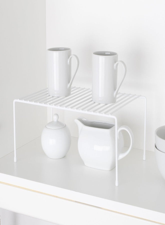 Smart Design Cabinet Storage Shelf Rack - Medium (8.5 x 13.25 Inch) - Steel Metal Wire - Cupboard, Plate, Dish, Counter & Pantry Organizer Organization - Kitchen [White] - Image 3