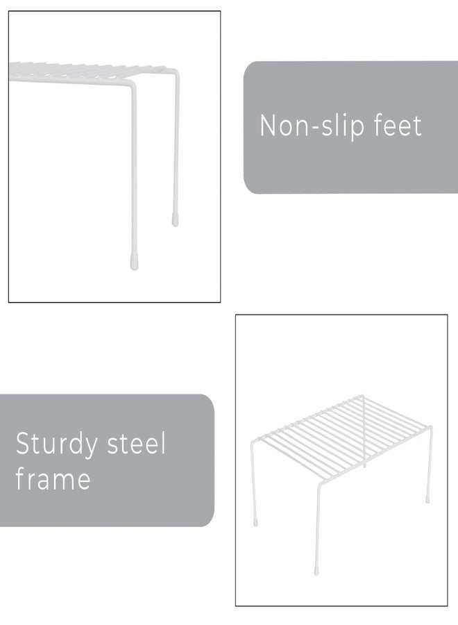 Smart Design Cabinet Storage Shelf Rack - Medium (8.5 x 13.25 Inch) - Steel Metal Wire - Cupboard, Plate, Dish, Counter & Pantry Organizer Organization - Kitchen [White] - Image 5