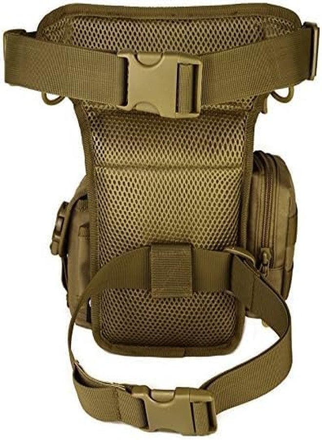 UDee Tactical Drop Leg Bag for Men - Military-Style Utility Waist Thigh Pack, Crossbody Hip Belt Pouch for Motorcycle, Hiking, Outdoor Travel, Camping, Airsoft - Adjustable MOLLE Gear Bag (Khaki) - Image 3