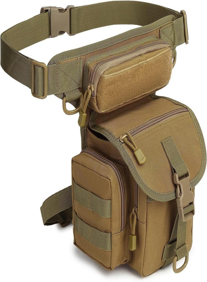 UDee Tactical Drop Leg Bag for Men - Military-Style Utility Waist Thigh Pack, Crossbody Hip Belt Pouch for Motorcycle, Hiking, Outdoor Travel, Camping, Airsoft - Adjustable MOLLE Gear Bag (Khaki) - Image 2