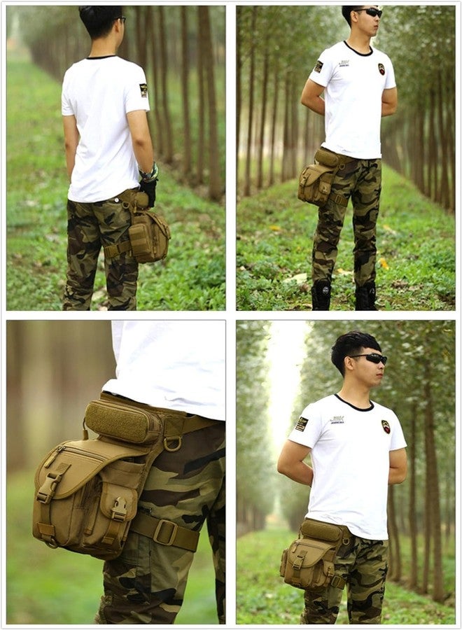 UDee Tactical Drop Leg Bag for Men - Military-Style Utility Waist Thigh Pack, Crossbody Hip Belt Pouch for Motorcycle, Hiking, Outdoor Travel, Camping, Airsoft - Adjustable MOLLE Gear Bag (Khaki) - Image 5