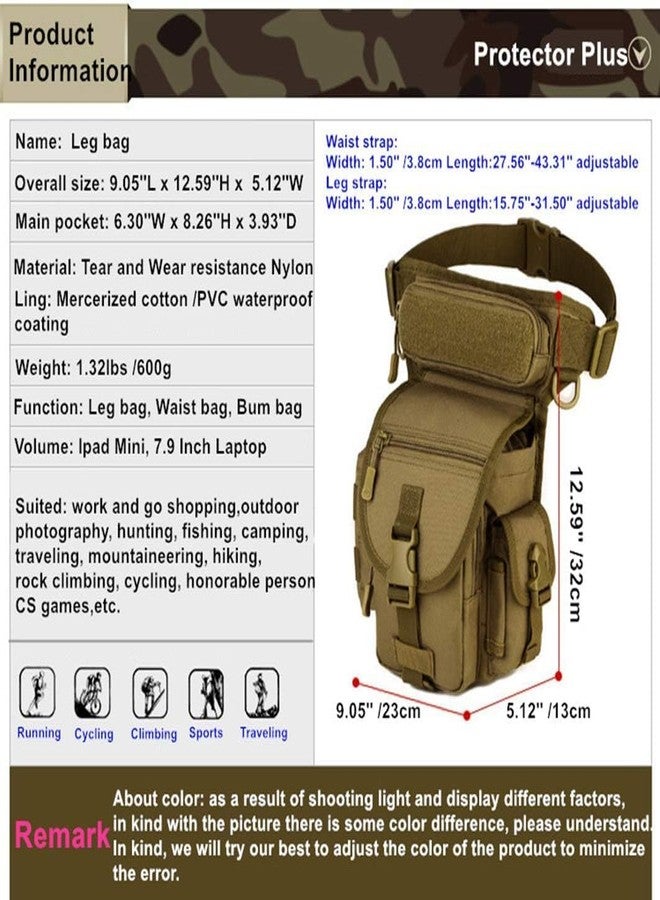 UDee Tactical Drop Leg Bag for Men - Military-Style Utility Waist Thigh Pack, Crossbody Hip Belt Pouch for Motorcycle, Hiking, Outdoor Travel, Camping, Airsoft - Adjustable MOLLE Gear Bag (Khaki) - Image 4