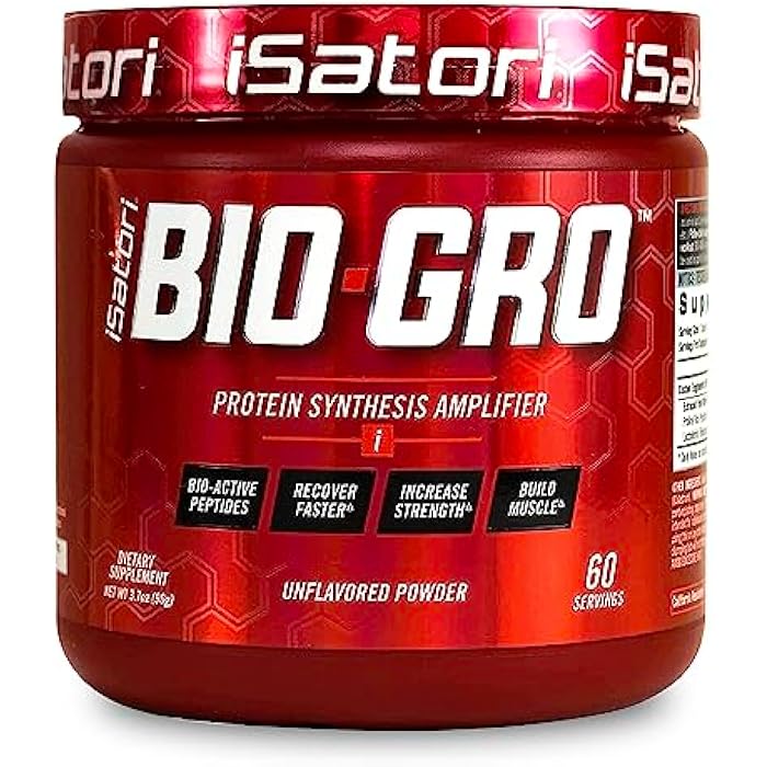iSatori BIO-GRO Protein Synthesis Amplifier, for Muscle Recovery & Growth, Enhanced Stimulant Free Pre Workout & Colostrum Supplement with Bio-Active Peptides- Unflavored (60 Servings) - Image 1