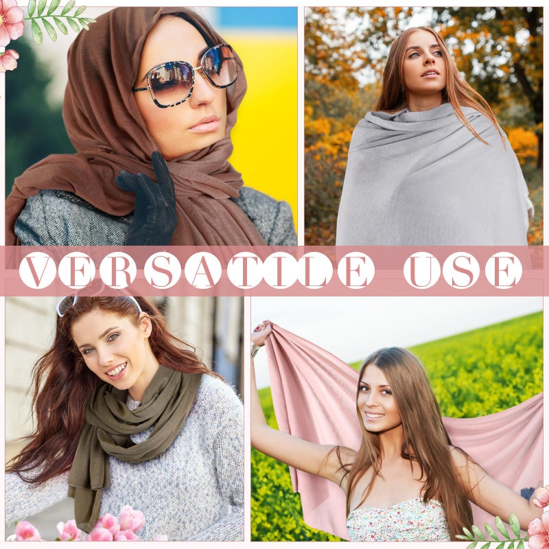 Bunnycool 6 Pack Hijab Scarves for Women Muslim Head Wraps Jersey Hijab Soft Long Scarf Wrap for Muslim Cotton Shawl(Plain Colors) - Image 4