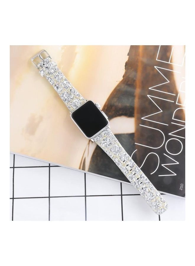 NIBEMINENT Replacement Watch Band For Apple Series 7 41mm/6 & SE 5 4 40mm/3 2 1 38mm Gold Silver - Image 4