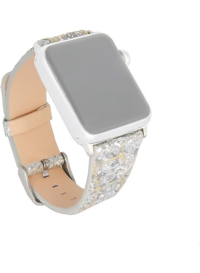 NIBEMINENT Replacement Watch Band For Apple Series 7 41mm/6 & SE 5 4 40mm/3 2 1 38mm Gold Silver - Image 2