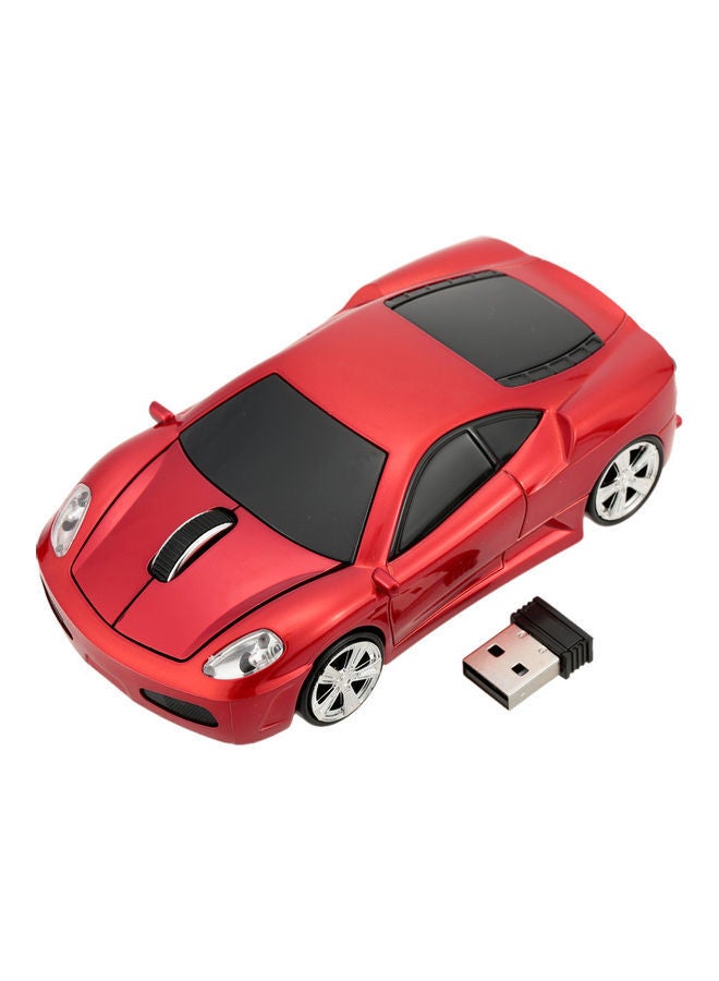 NIBEMINENT 2.4GHz Wireless Racing Car Shaped Mouse Red  - Image 1