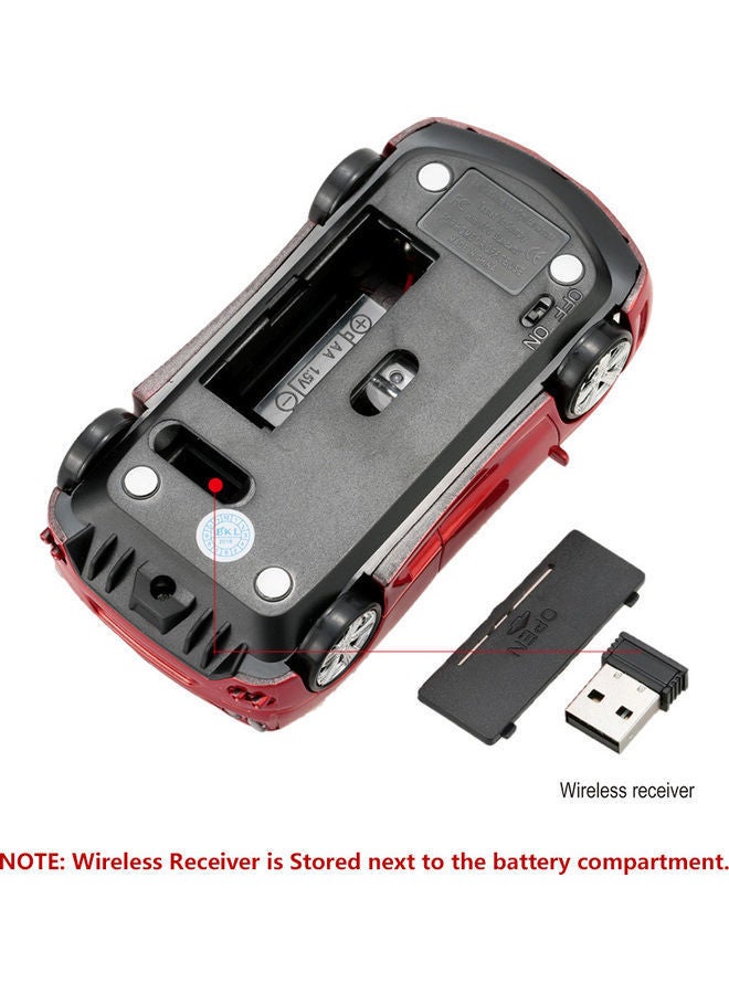 NIBEMINENT 2.4GHz Wireless Racing Car Shaped Mouse Red  - Image 4