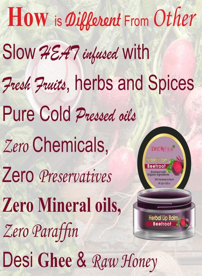 Drontika Herbal Beetroot Lip Balm for Dry & Chapped Lips | For Dark Lips For Men & Women With Shea Butter & Cocoa Butter For Dry Lips, Sulphate & Paraben Free -10 gm - Image 3