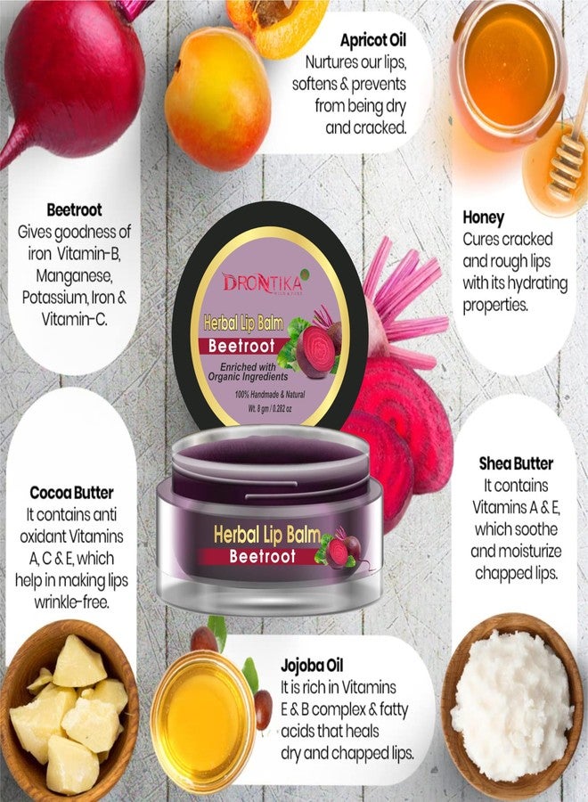 Drontika Herbal Beetroot Lip Balm for Dry & Chapped Lips | For Dark Lips For Men & Women With Shea Butter & Cocoa Butter For Dry Lips, Sulphate & Paraben Free -10 gm - Image 2