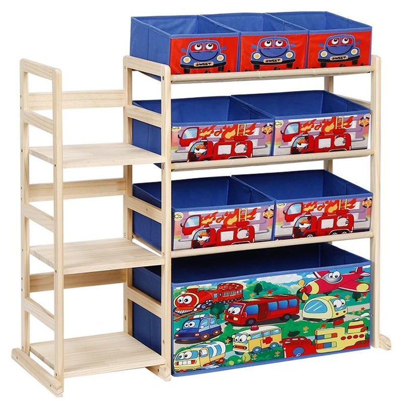 Leon Home Kids Toy Storage Box with 8 Boxes, Toy Box and Storage Rack for Living Room Bedroom - Image 1