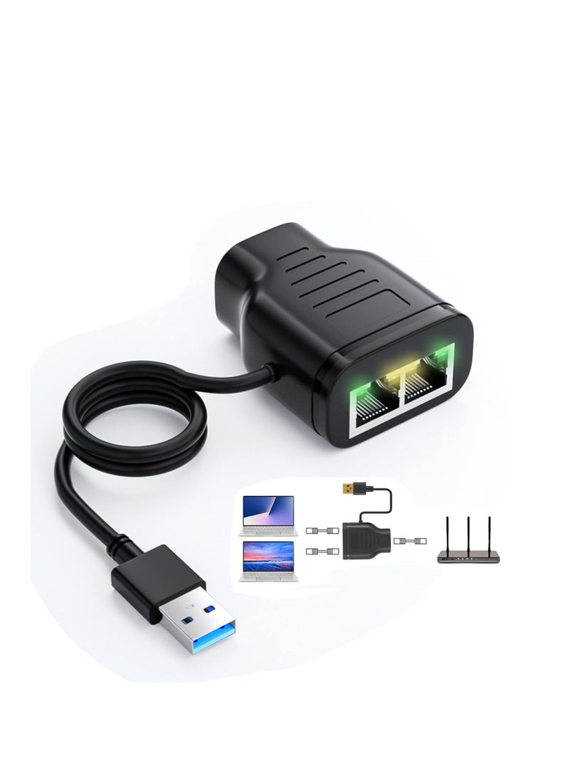 Excefore - Ethernet Splitter, RJ45 Splitter Adapter, Ethernet Splitter 1 to 2 Internet Extender RJ45 LAN Port Splitter for Laptop, Computer, Satellite TV, Switch, Modem, Router, Network Box - Image 1