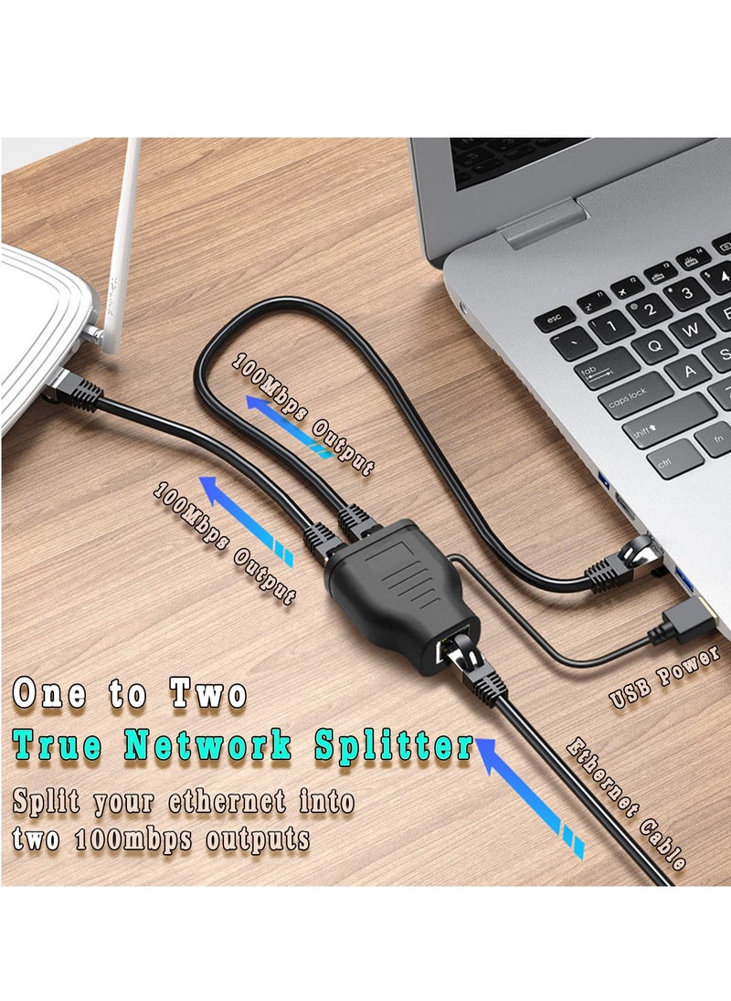 Excefore - Ethernet Splitter, RJ45 Splitter Adapter, Ethernet Splitter 1 to 2 Internet Extender RJ45 LAN Port Splitter for Laptop, Computer, Satellite TV, Switch, Modem, Router, Network Box - Image 1