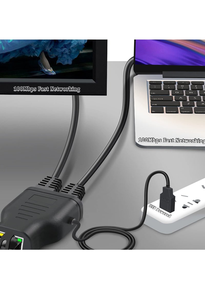 Excefore - Ethernet Splitter, RJ45 Splitter Adapter, Ethernet Splitter 1 to 2 Internet Extender RJ45 LAN Port Splitter for Laptop, Computer, Satellite TV, Switch, Modem, Router, Network Box - Image 1