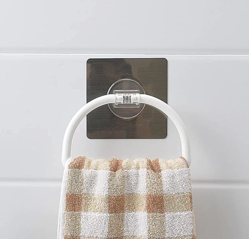 Zollyss Zollyss Magic Sticker Series Self Adhesive Plastic Towel Ring for Bathroom and Kitchen-White(Pack of 1)  - Image 1