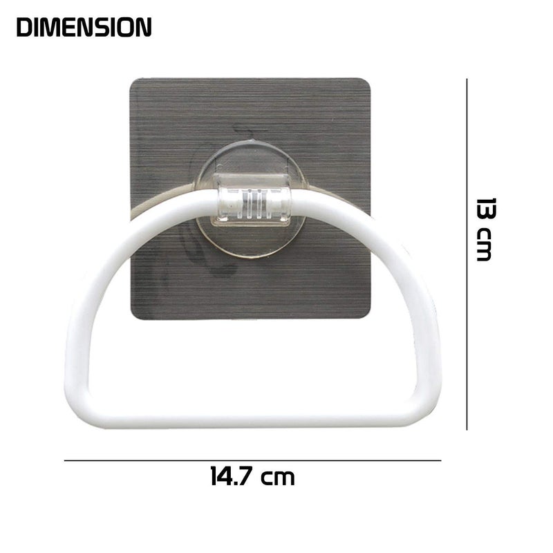 Zollyss Zollyss Magic Sticker Series Self Adhesive Plastic Towel Ring for Bathroom and Kitchen-White(Pack of 1)  - Image 5