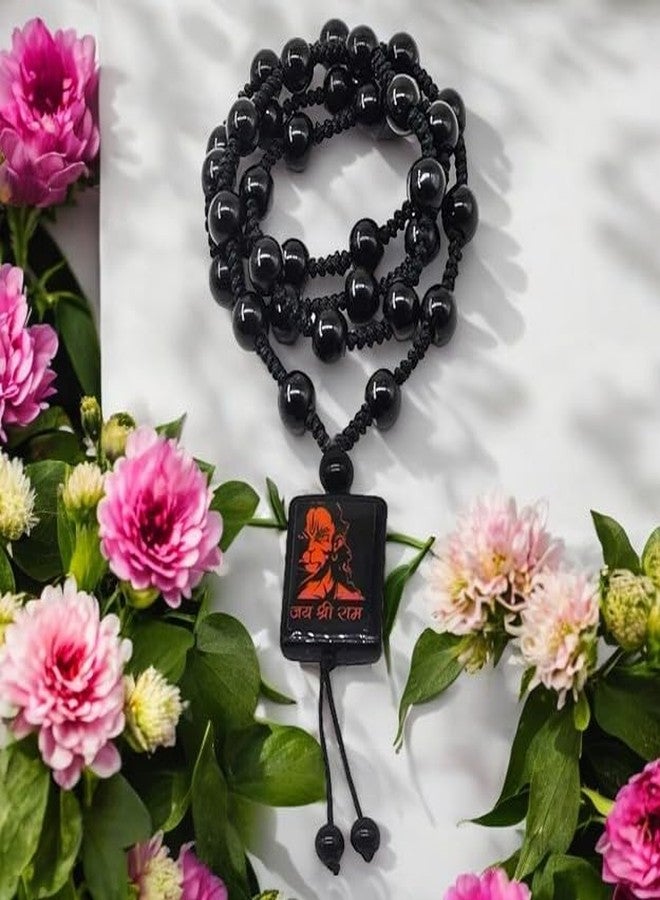 Sullery Religious Jewelry Jai Shree Ram Hanuman Locket with Chain Black Crystal, Cotton Dori Necklace Pendant for Men and Boys - Image 4