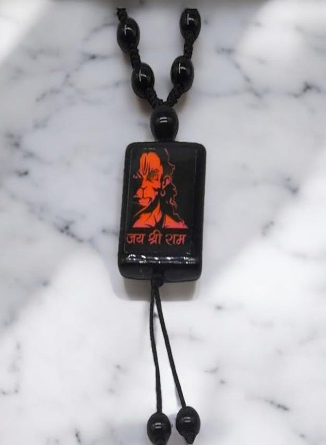 Sullery Religious Jewelry Jai Shree Ram Hanuman Locket with Chain Black Crystal, Cotton Dori Necklace Pendant for Men and Boys - Image 5