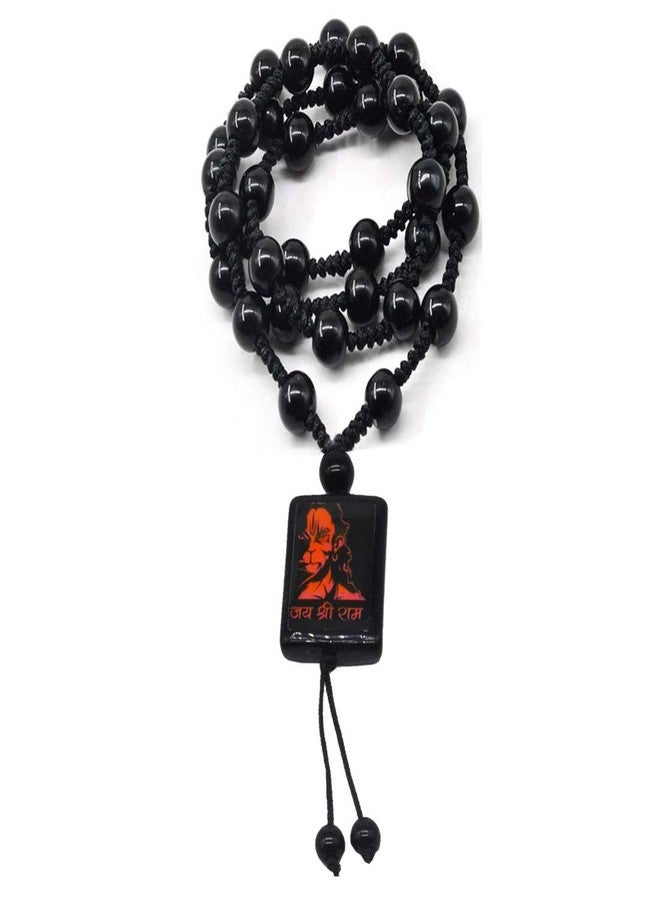 Sullery Religious Jewelry Jai Shree Ram Hanuman Locket with Chain Black Crystal, Cotton Dori Necklace Pendant for Men and Boys - Image 2