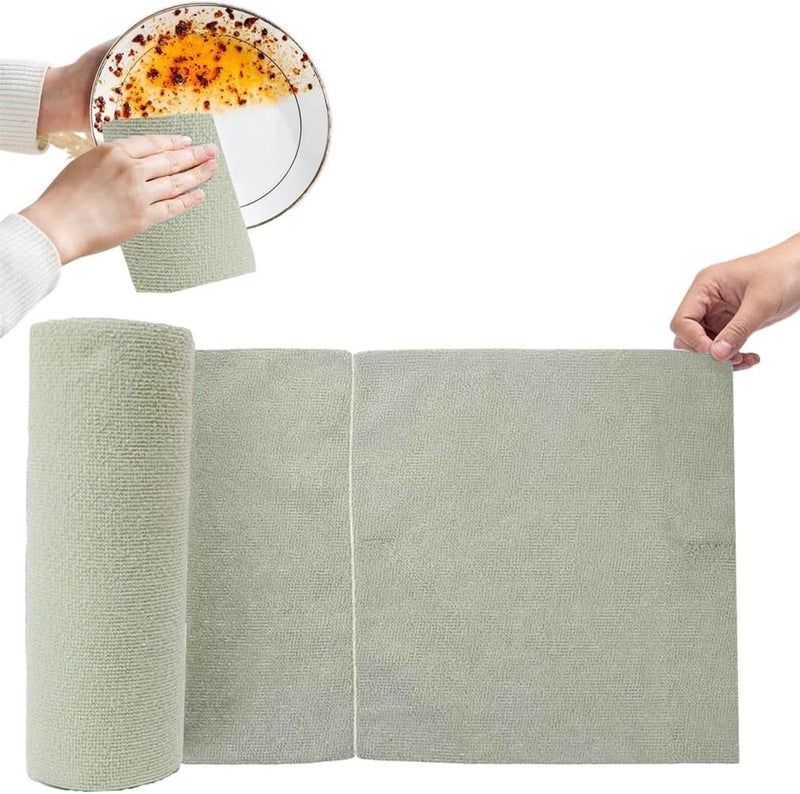 Goodern Microfiber Cleaning Cloth Roll,20 Sheets Reusable Tear-Away Towels Dry Wet Cleaning Rags Lazy Absorbent Lint Free Dish Towels Multi-Purpose Microfiber Cloths for Kitchen,Car & Daily Use-Green、 - Image 1