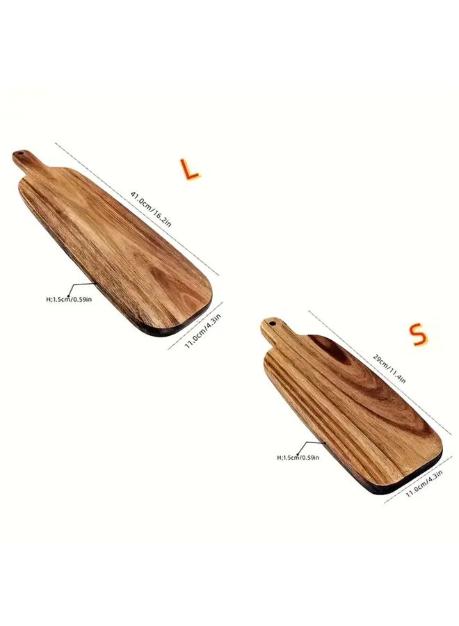 Small Rustic Acacia Wood Cutting Board With Handle For Cheese Pizza Bread - Image 3