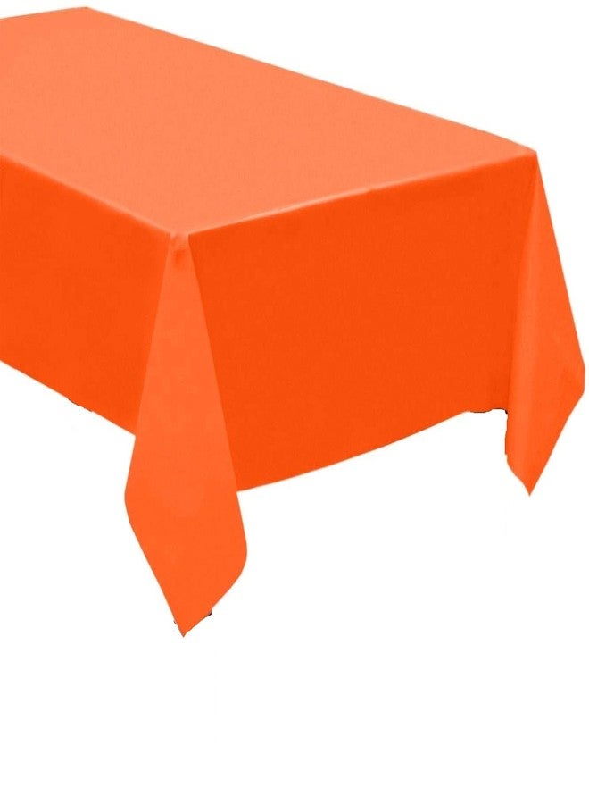QQOUTLET 3 Pack Plastic Tablecloth Rectangle 54" X 108" Premium Disposable Table Cover for Party Birthday Wedding (Orange)