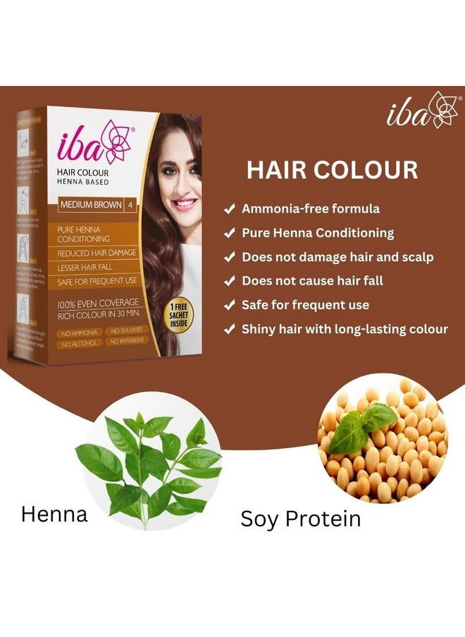 Iba Iba Hair Colour for Women - Medium Brown, 70g | 100% Pure Henna Based Powder Sachet | Natural Hair Colour & Long Lasting with Conditioning Formula | Reduced Hair Fall & Hair Damage | Shine & Nourish Hair | Free from Ammonia and Other Harmful chemicals | Herbal Hair powder for Hair Colour | Medium Brown Henna  - Image 2