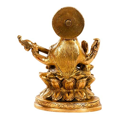 ARTVARKO Astadhatu Made Maa Saraswati Idol Sitting on Hans | Brass Devi Saraswati Siddhi Idol for Puja Sucess and Home Decor 5 Inch - Image 5
