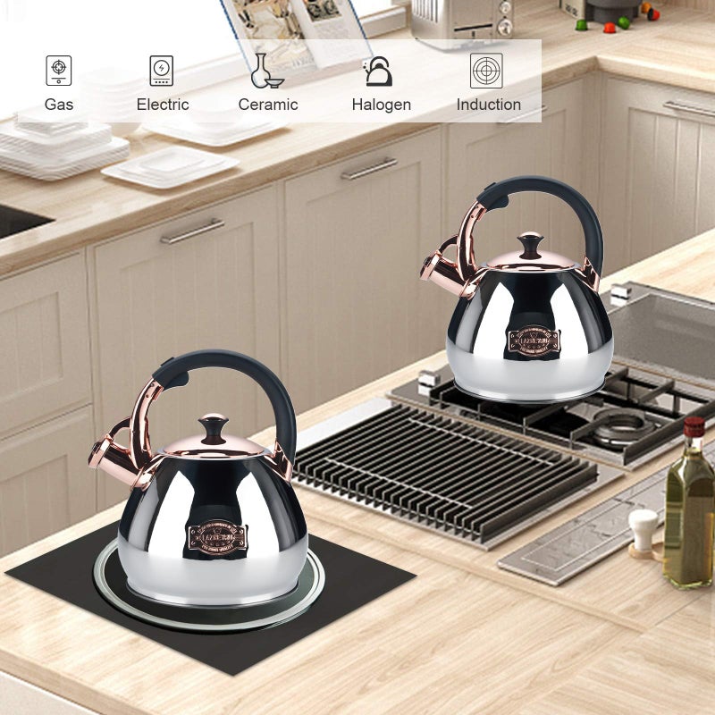 Lazneyru Tea Kettle Stovetop Whistling Kettle Teapot, 3Quart Tea Pot Stainless Steel Teakettle for Stove Top with Heat Proof Ergonomic Handle - Image 2