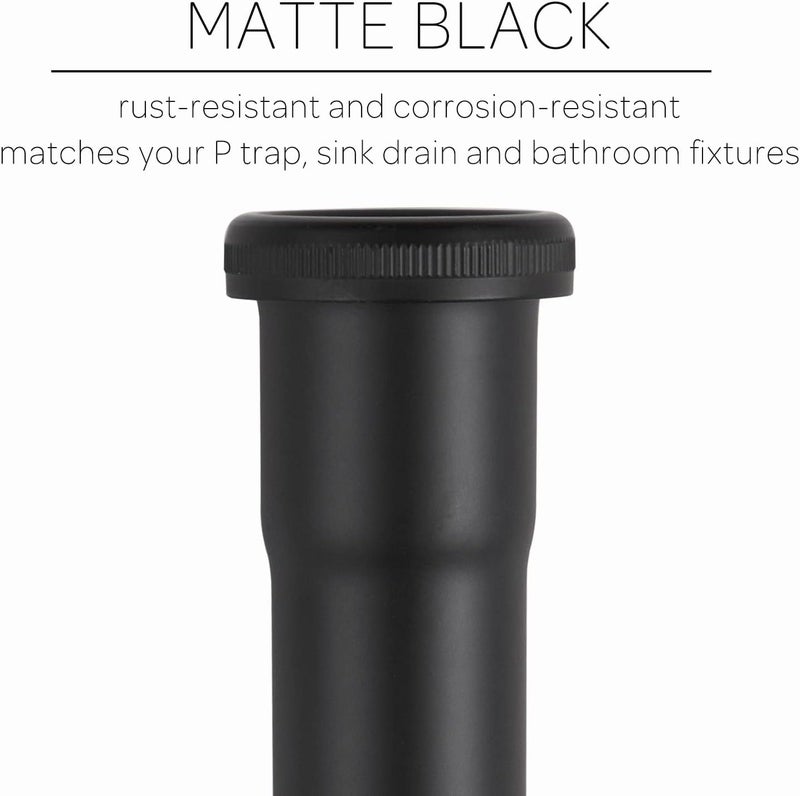 Fipoque Brass Slip Joint Extension Tube 1-1/4” OD x 12” with Nut and Rubber Washer, P Trap Extension Tube, Sink Drain Tailpiece Tube Extension, Matte Black - Image 3
