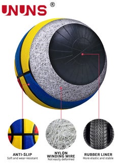 UNUNS Basketball,Standard Size 5/27.5'' Basketball,Composite Leather Street Basketball,Match Training Sports Ball,Indoor Outdoor Game Match Basketball With Pump For Kids Students-Red Yellow Blue  - Image 5