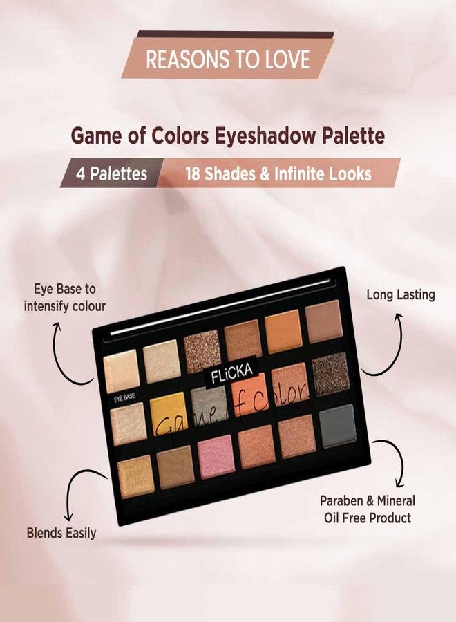 FLiCKA Game Of Colors Makeup Eyeshadow Palette| Matte & Shimmery Finish, Smudge Proof, Crease Proof & Smear Proof| Highly Pigmented & Easy To Blend, 02 On Demand, 18g - Image 5