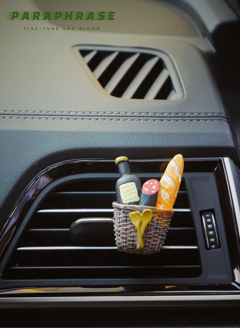 Paraphrase 3-Piece Car Air Vent Diffuser Clip Set, Cute Resin Kitchen Themed Air Freshener with Scented Cotton Pads, Tomato Bag, Baguette Basket and Teapot Design, Accessory for Car Interior Decoration - Image 4