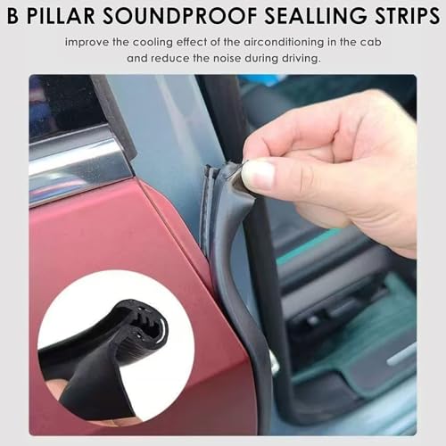 TSTESE B Pillar Soundproof Sealling Strips Compatible with Tesla Model Y 2019-2024 2025 Accessories Seal Kit Soundproof EPDM Rubber Weather Draft Strip Wind Noise Reduction Sound Proofing Kits B-Pillar 2PCS - Image 2
