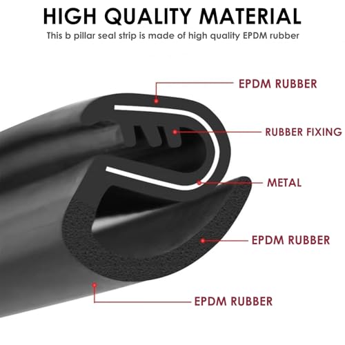 TSTESE B Pillar Soundproof Sealling Strips Compatible with Tesla Model Y 2019-2024 2025 Accessories Seal Kit Soundproof EPDM Rubber Weather Draft Strip Wind Noise Reduction Sound Proofing Kits B-Pillar 2PCS - Image 5