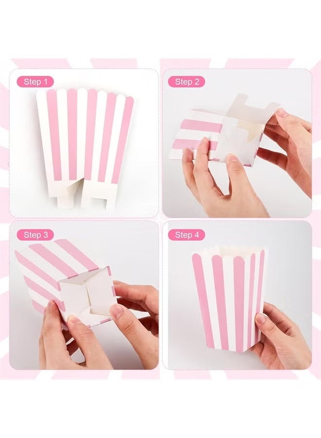 Hoasis 24 Pieces Popcorn Cup, Pink Disposable Leak-Free Stackable Paper Popcorn Cups for Kids Party Birthday Movie Theater Party Supplies - Image 5