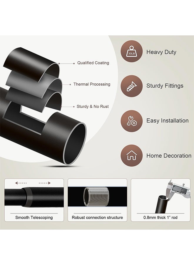 قضبان ستائر معدنية قوية مع حوامل قابلة للتعديل تصميم للتوصيل للستائر ذات العيون – مجموعات معالجة النوافذ - Image 2