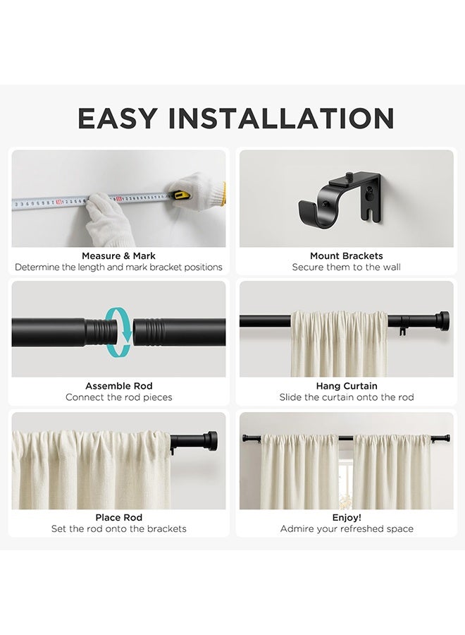 قضبان ستائر معدنية قوية مع حوامل قابلة للتعديل تصميم للتوصيل للستائر ذات العيون – مجموعات معالجة النوافذ - Image 4